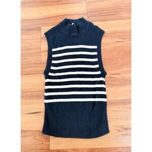 Abercrombie & Fitch Striped Mock Neck Sleeveless Sweater Vest Top Size M‎